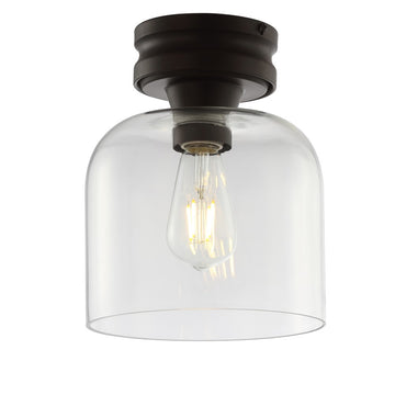 Domenic 7.75" Metal/Glass LED Flush Mount - JONATHAN Y